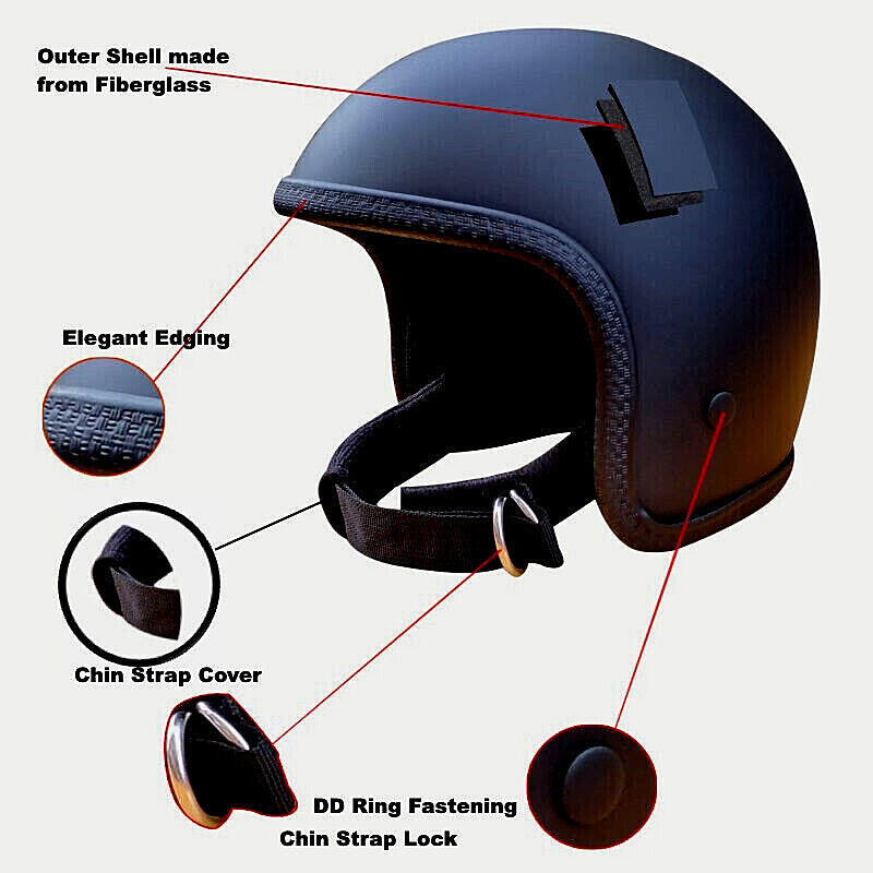 Lowest Profile Motorcycle Motorbike open face Crash Helmet Bike Tribe ® UK