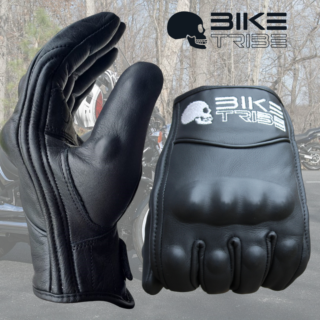 Bike Tribe ® Motorcycl Leather Oscar Short Gloves Cruiser Winter Bikers Gear