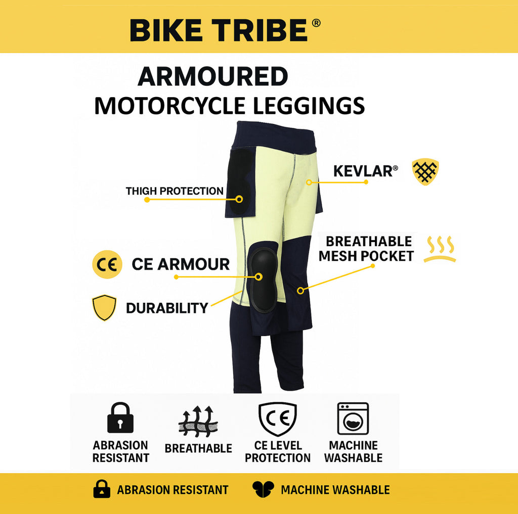 Bike Tribe Women Motorbike Motorcycle Leggings Jeans Lined with Kevlar Armour