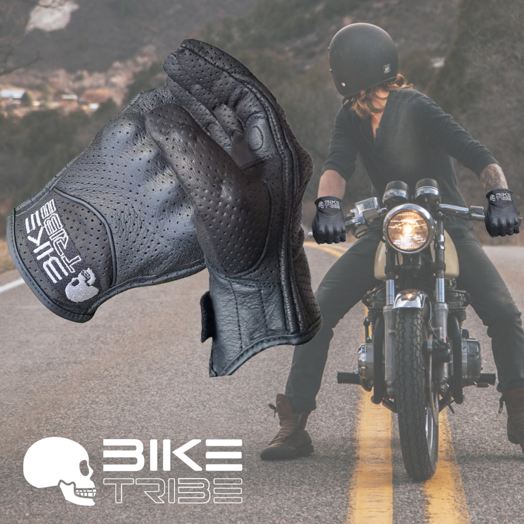 Motorbike Leather Short Summer Perforated Gloves, Carbon Knuckle, Motorcycle new