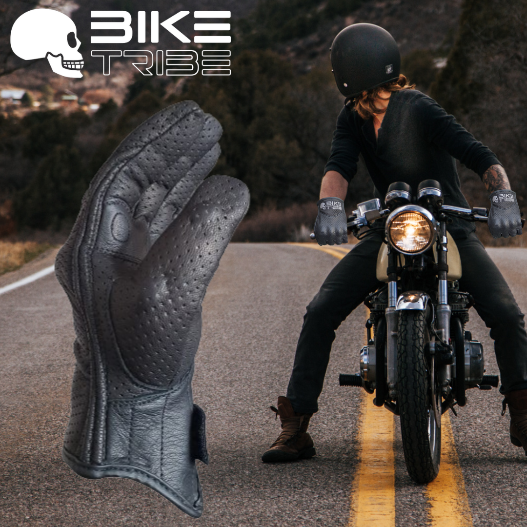 Motorbike Leather Short Summer Perforated Gloves, Carbon Knuckle, Motorcycle new