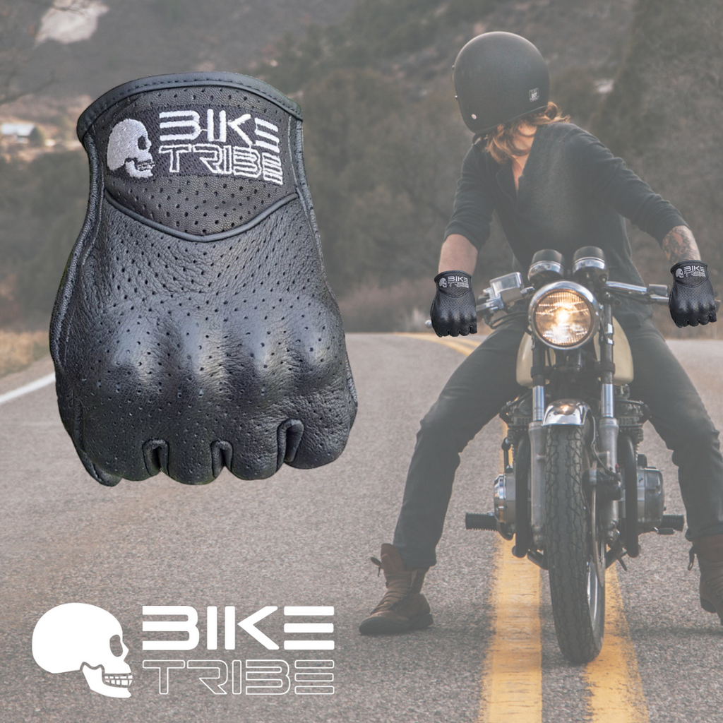 Motorbike Leather Short Summer Perforated Gloves, Carbon Knuckle, Motorcycle new