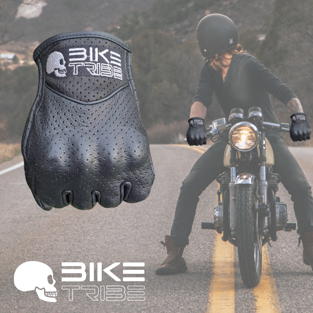 Motorbike Leather Short Summer Perforated Gloves, Carbon Knuckle, Motorcycle new