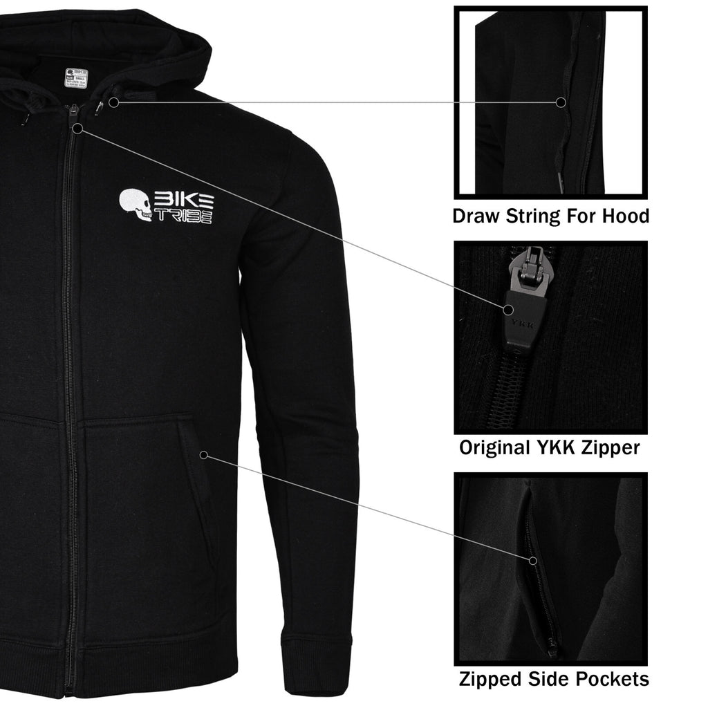 Bike Tribe Motocycle Casual Hoodie, Brushed Cotton, Zip up Hoodie Sweatshirt New
