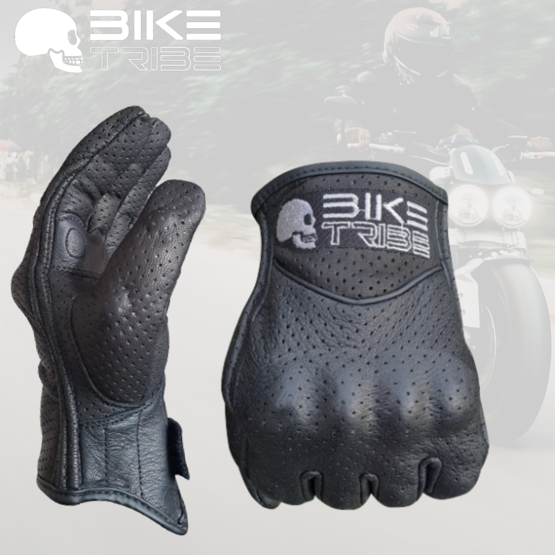Motorbike Leather Short Summer Perforated Gloves, Carbon Knuckle, Motorcycle new