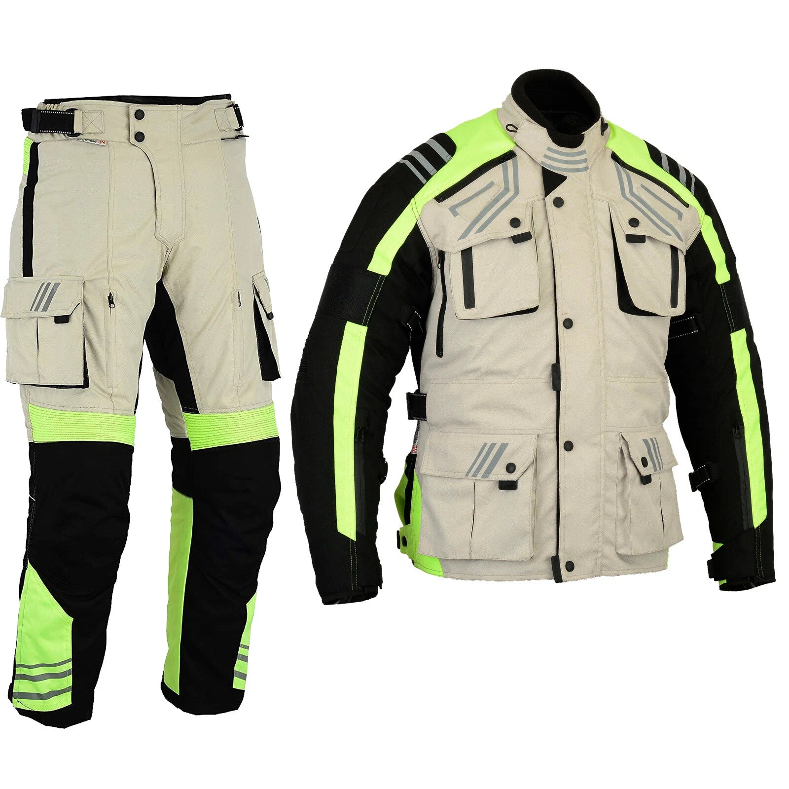 Bike Tribe HiViz Waterproof Motorcycle Motorbike Cordura Textile SUIT With Armors