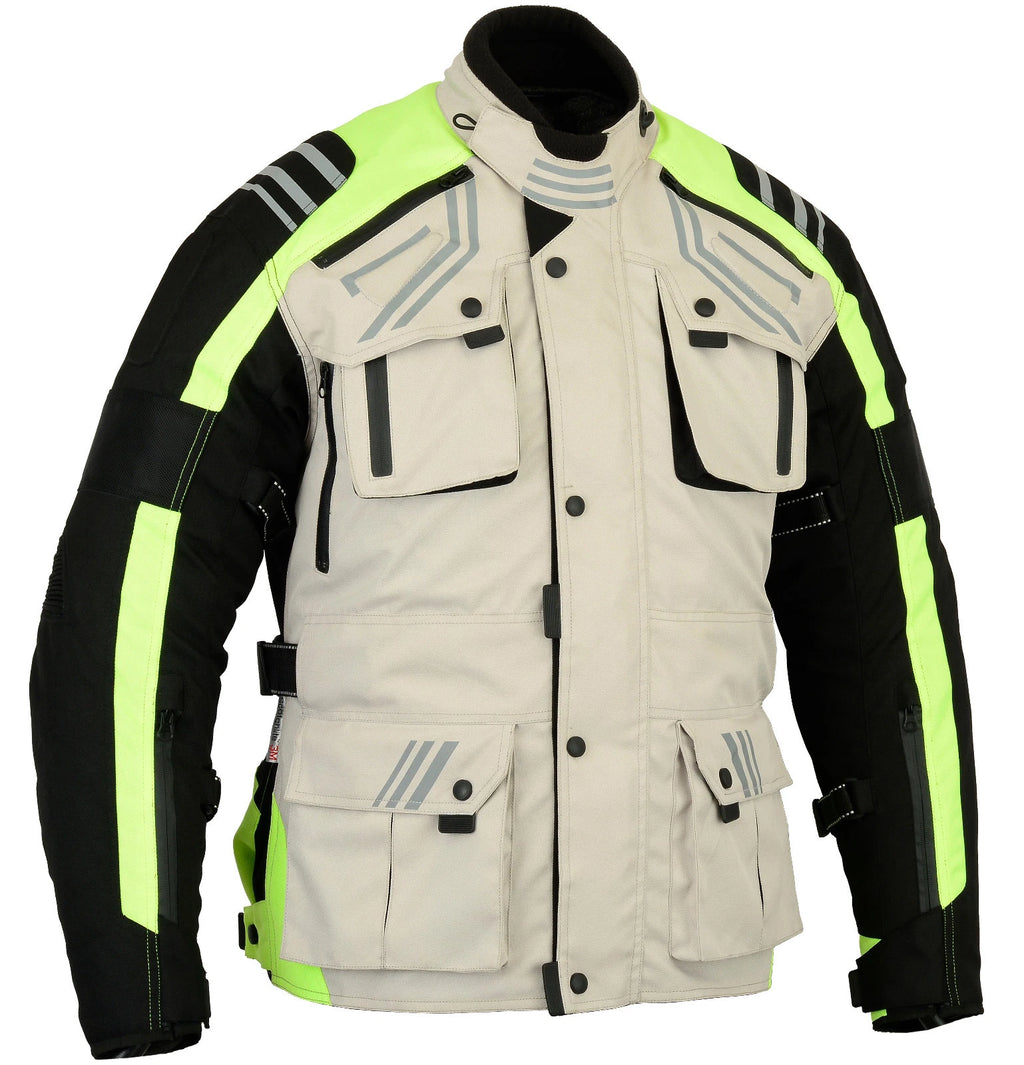 Bike Tribe HiViz Waterproof Motorcycle Motorbike Cordura Textile SUIT With Armors